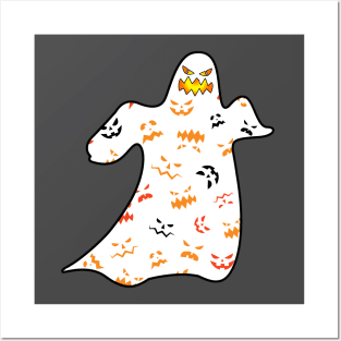 The Ghost wearing a Pumpkin Faces T-Shirt Posters and Art